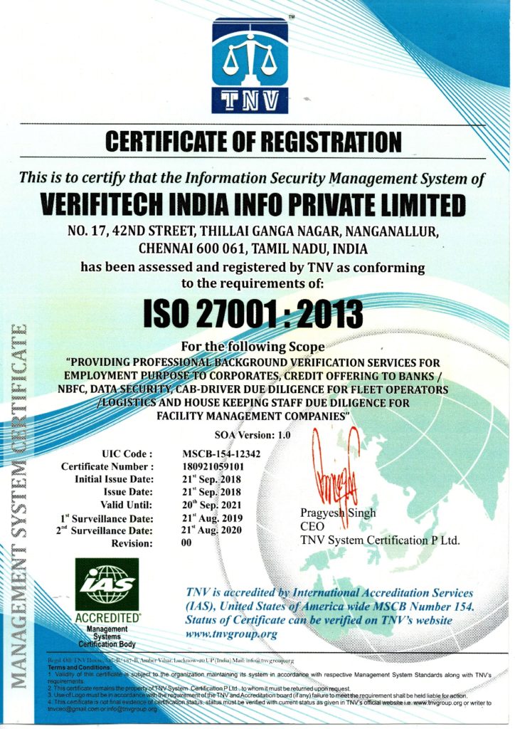 ISO Background Verification Company India - Employee Background Verification